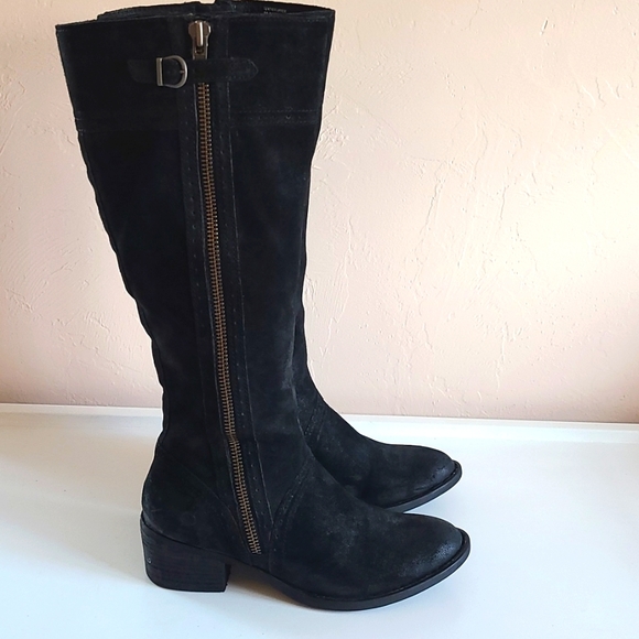 NWOT Born Crown Poly Equestrian Black Suede Wide Calf Riding Boots 9.5M Women - Picture 2 of 13